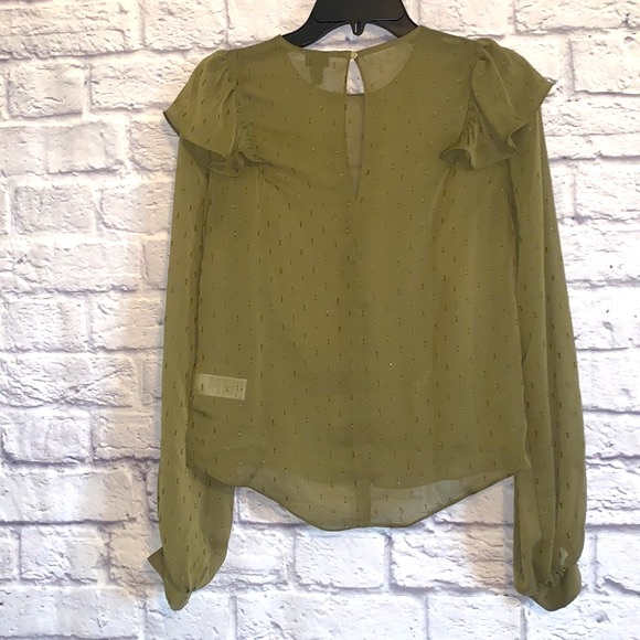 River Island Ruffled Metallic Embroidery Stitching Victorian Blouse - Picture 3 of 6